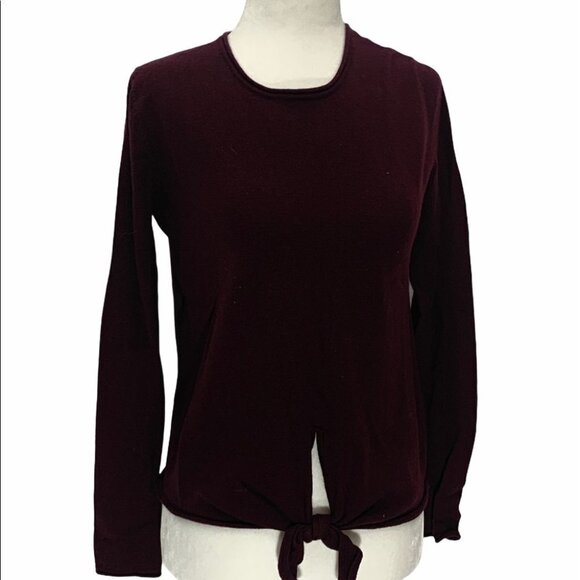 ARITZIA  Babaton Cardamon Burgundy Merino Wool Tie Front Size XS - Picture 2 of 9